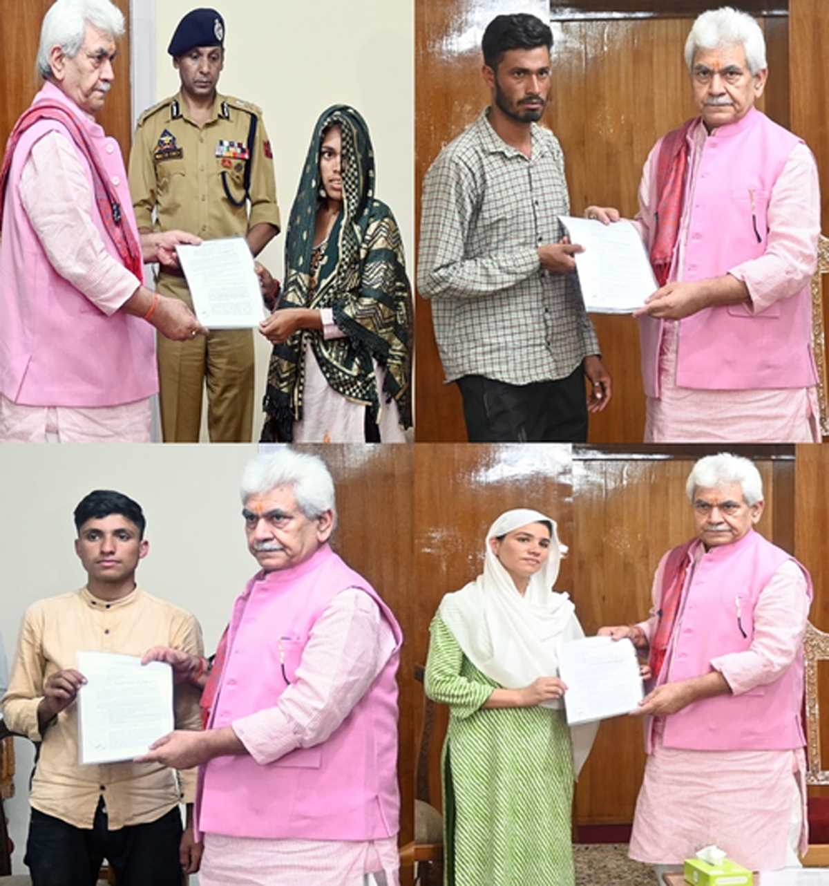 जम्मू-कश्मीर एलजी ने मृत नागरिकों के परिजनों को नियुक्ति पत्र सौंपे